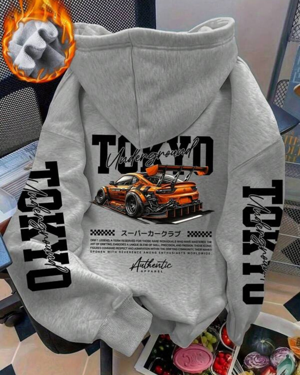 Moletom Com Capuz Estampa Automotiva Nas Costas Casual