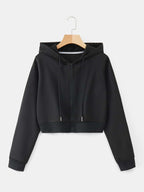 Moletom Cropped Com Capuz E Zíper Frontal Casual