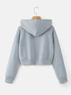 Moletom Cropped Com Capuz E Zíper Frontal Casual