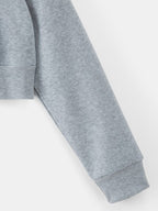 Moletom Cropped Com Capuz E Zíper Frontal Casual
