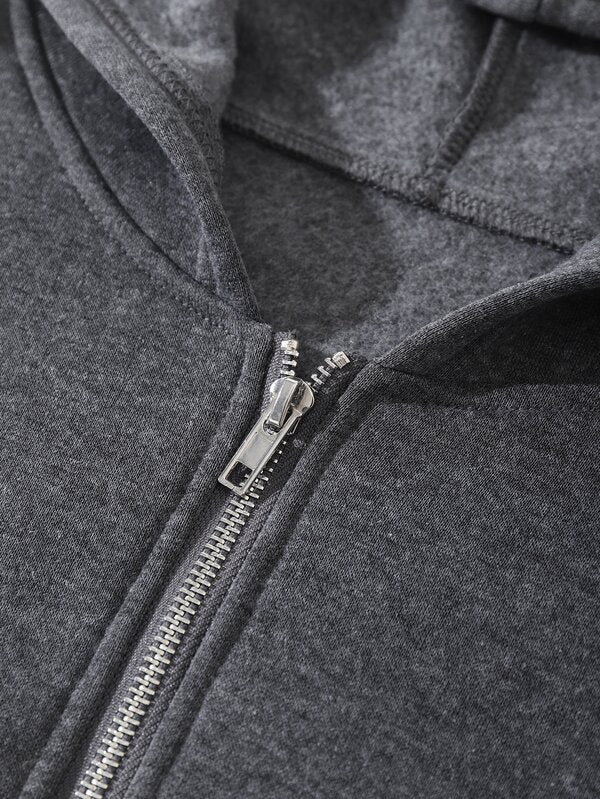 Moletom Cropped Com Capuz E Bolso Canguru Com Zíper