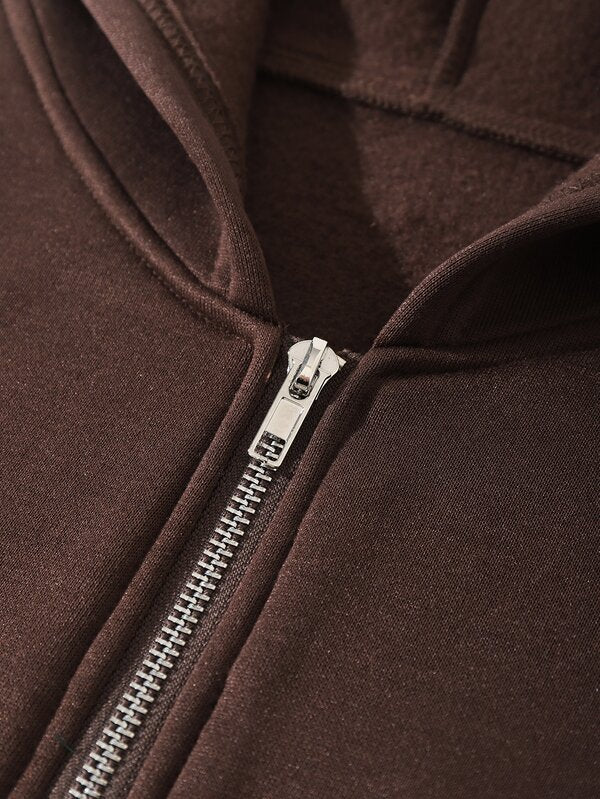 Moletom Cropped Com Capuz E Bolso Canguru Com Zíper