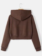 Moletom Cropped Com Capuz E Zíper Frontal Casual