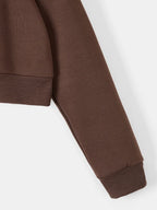 Moletom Cropped Com Capuz E Zíper Frontal Casual