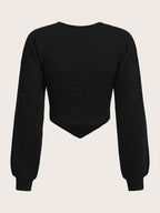 Moletom Cropped Gola Redonda Com Recorte Canelado