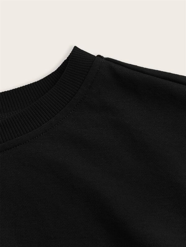Moletom Cropped Gola Redonda Com Recorte Canelado
