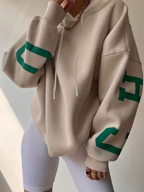 Moletom Cropped Com Capuz Estampa Universitária Nas Costas Casual