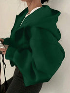 Moletom Com Capuz Cropped Com Zíper E Bolso Canguru