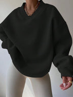 Moletom Oversized Gola V Com Punho Canelado