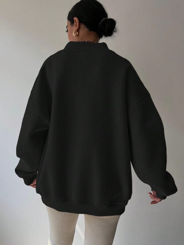 Moletom Oversized Gola V Com Punho Canelado