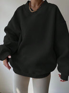 Moletom Oversized Gola V Com Punho Canelado