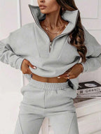 Conjunto Moletom Premium Blusa Gola Alta De Meio Zíper E Calça Jogger