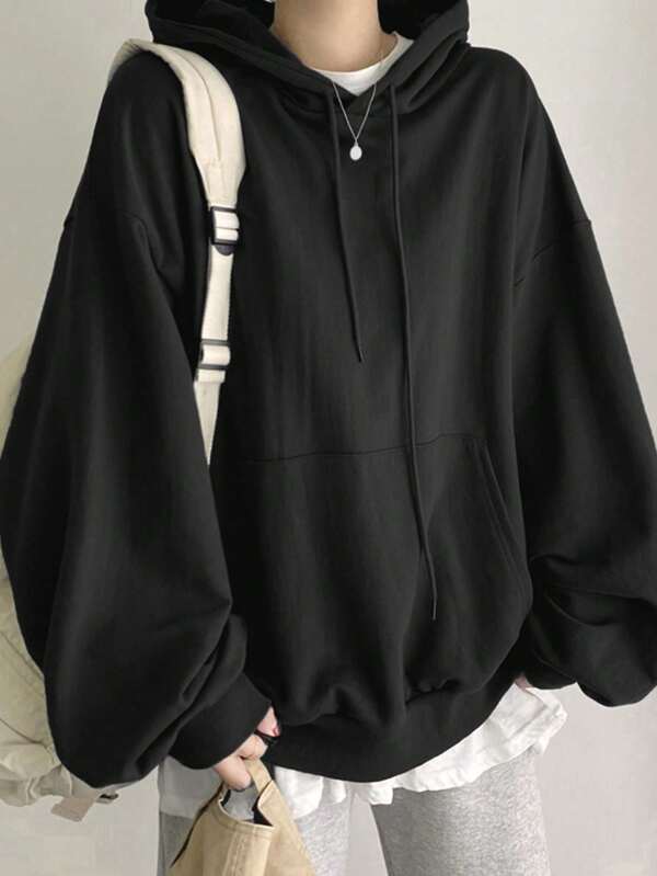 Moletom Oversized Com Capuz E Bolso Canguru