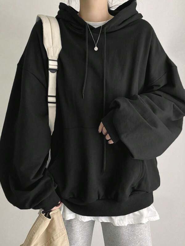 Moletom Oversized Com Capuz E Bolso Canguru