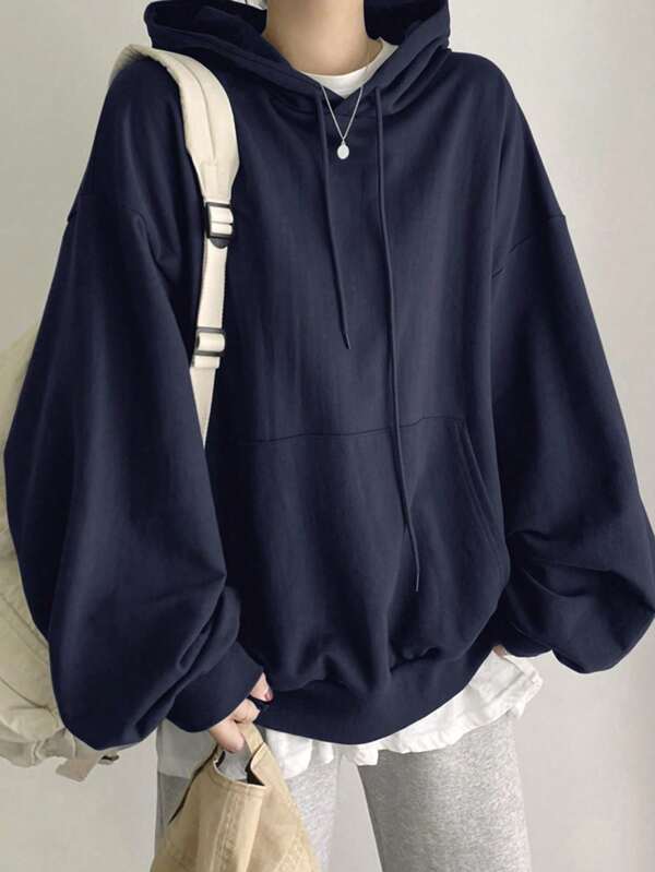 Moletom Oversized Com Capuz E Bolso Canguru