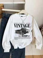 Moletom Gola Careca Com Estampa Carro Vintage Retrô Casual