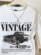 Moletom Gola Careca Com Estampa Carro Vintage Retrô Casual