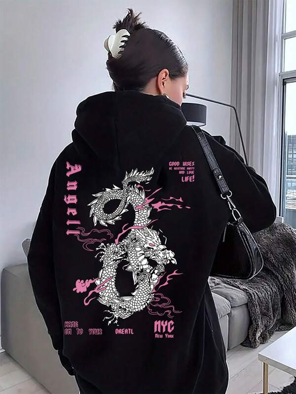 Moletom Com Capuz Estampa Oriental Nas Costas Streetwear