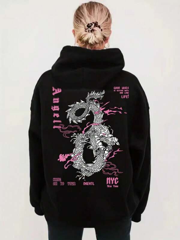 Moletom Com Capuz Estampa Oriental Nas Costas Streetwear