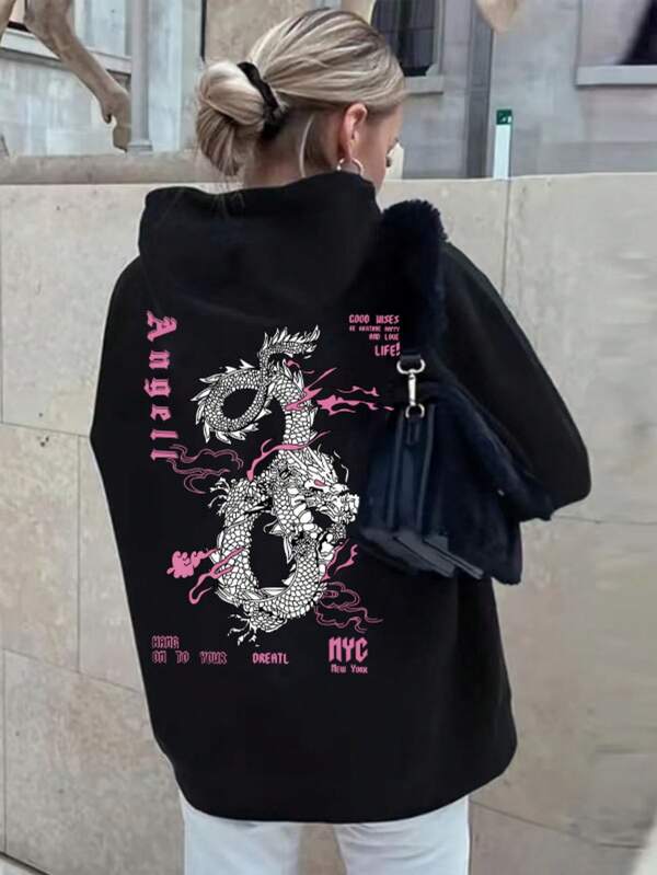 Moletom Com Capuz Estampa Oriental Nas Costas Streetwear