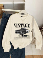 Moletom Gola Careca Com Estampa Carro Vintage Retrô Casual