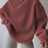 Moletom Oversized Gola V Com Punho Canelado