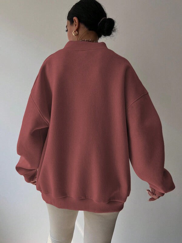 Moletom Oversized Gola V Com Punho Canelado