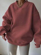 Moletom Oversized Gola V Com Punho Canelado