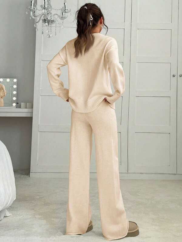 Conjunto Moletom Oversized Gola Redonda Canelado