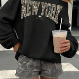 Moletom Ombro A Ombro Estampa New York Camuflada Casual
