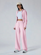 Conjunto Tricot Canelado Com Jaqueta Ajustada E Calça Pantalona