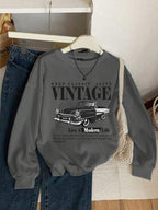 Moletom Gola Careca Com Estampa Carro Vintage Retrô Casual