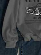 Moletom Gola Careca Com Estampa Carro Vintage Retrô Casual