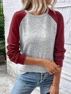 Moletom Gola Redonda Com Recorte Raglan