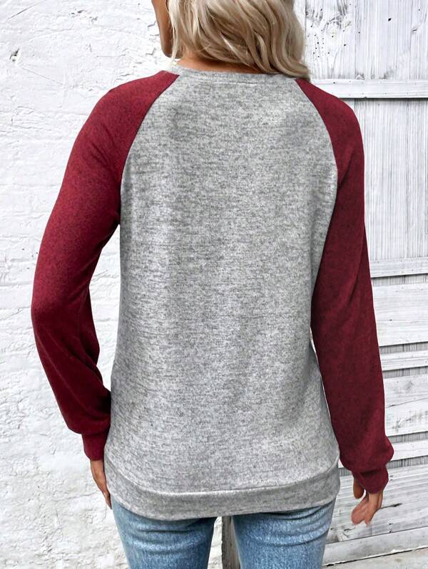 Moletom Gola Redonda Com Recorte Raglan