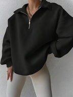 Moletom Oversized Com Gola Polo E Zíper