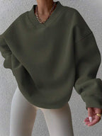 Moletom Oversized Gola V Com Punho Canelado