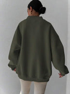 Moletom Oversized Gola V Com Punho Canelado