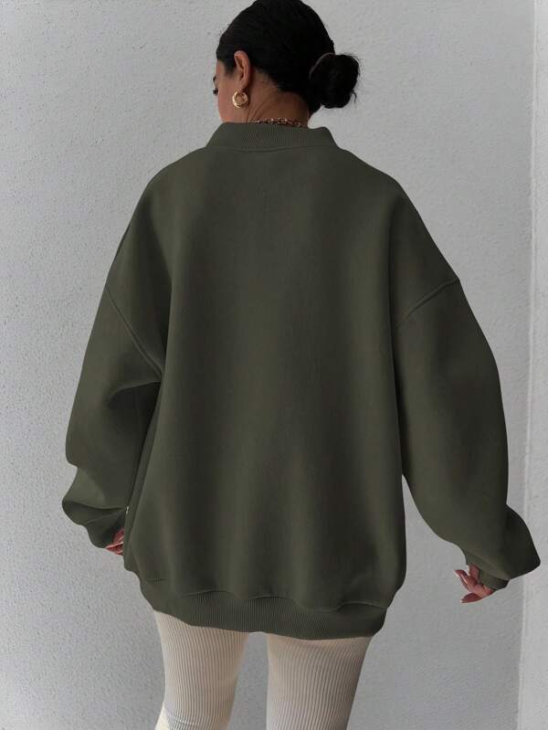Moletom Oversized Gola V Com Punho Canelado