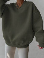 Moletom Oversized Gola V Com Punho Canelado