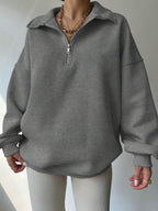 Moletom Oversized Com Gola Polo E Zíper