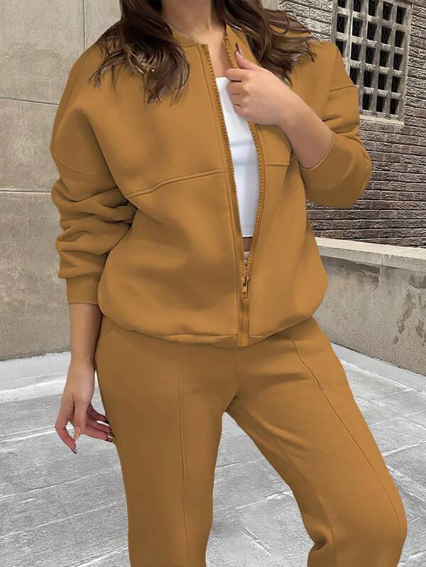Conjunto Moletom Premium Com Jaqueta Bomber E Calça Reta Casual