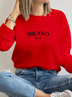 Moletom Gola Careca Com Estampa Milano Minimalista Casual