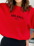 Moletom Gola Careca Com Estampa Milano Minimalista Casual