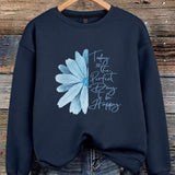 Moletom Gola Redonda Com Estampa Floral E Escrita