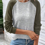 Moletom Gola Redonda Com Recorte Raglan
