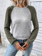Moletom Gola Redonda Com Recorte Raglan
