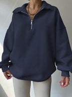 Moletom Oversized Com Gola Polo E Zíper
