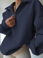 Moletom Oversized Com Gola Polo E Zíper