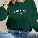 Moletom Gola Careca Com Estampa Milano Minimalista Casual